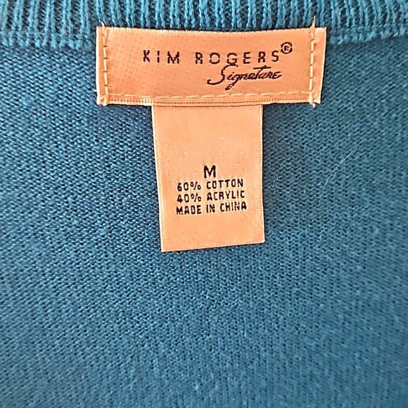 Cotton short sleeve turqoise Kim Rogers sweater - Picture 2 of 5